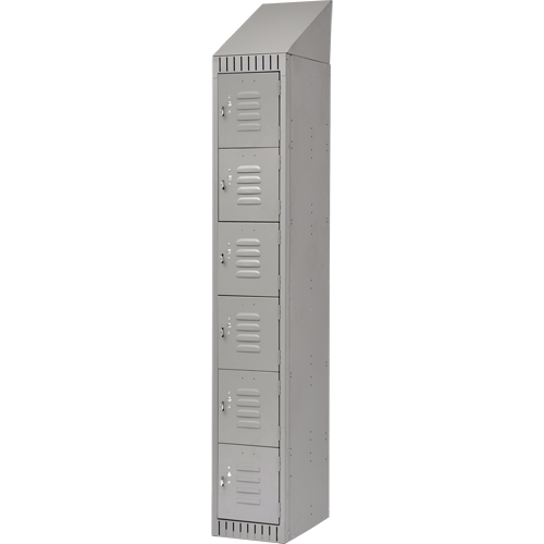 Lockers, 6 -tier, 12" x 18" x 82", Steel, Grey, Knocked Down Maritime Industrial Rubber