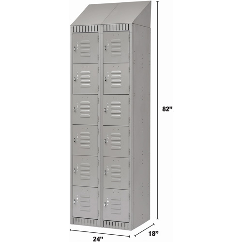 Casiers, 6 niveaux, Bloc de 2, 24" x 18" x 82", Acier, Gris, D&eacute;mont&eacute; Maritime Industrial Rubber