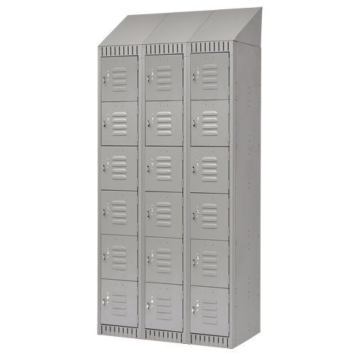 Casiers, 6 niveaux, Bloc de 3, 36" x 18" x 82", Acier, Gris, D&eacute;mont&eacute; Maritime Industrial Rubber