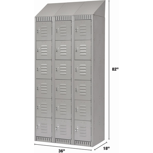 Casiers, 6 niveaux, Bloc de 3, 36" x 18" x 82", Acier, Gris, D&eacute;mont&eacute; Maritime Industrial Rubber
