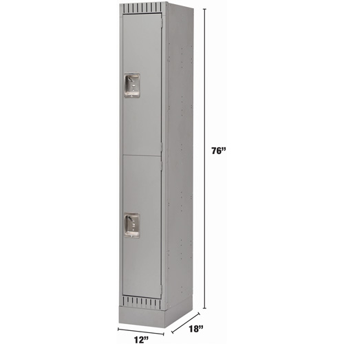 Lockers, 2 -tier, 12" x 18" x 76", Steel, Grey, Knocked Down Maritime Industrial Rubber