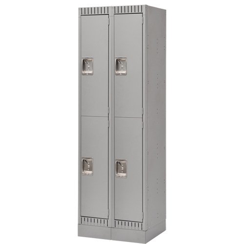 Lockers, 2 -tier, Bank of 2, 24" x 18" x 76", Steel, Grey, Knocked Down Maritime Industrial Rubber