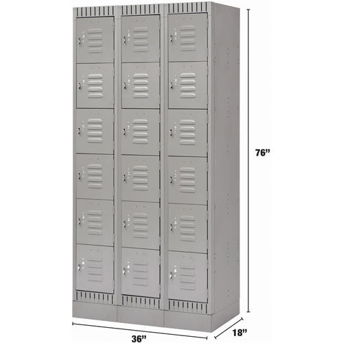 Casiers, 6 niveaux, Bloc de 3, 36" x 18" x 76", Acier, Gris, D&eacute;mont&eacute; Maritime Industrial Rubber