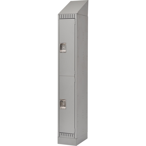 Lockers, 2 -tier, 12" x 18" x 86", Steel, Grey, Knocked Down Maritime Industrial Rubber