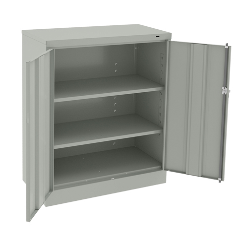 Counter High Cabinet, Steel, 2 Shelves, 42" H x 36" W x 18" D, Light Grey Maritime Industrial Rubber