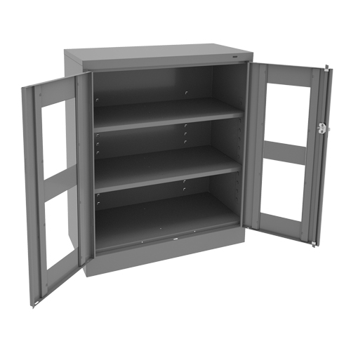 C-Thru Counter High Cabinet, Steel, 2 Shelves, 42" H x 36" W x 18" D Maritime Industrial Rubber