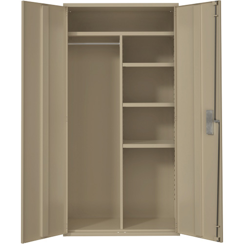 Combination Storage Cabinet, Steel, 6 Shelves, 72" H x 36" W x 18" D, Beige Maritime Industrial Rubber