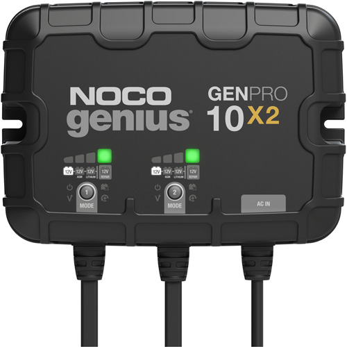 Chargeur de batterie embarqu&eacute; &agrave; 2 sorties de 20 amp&egrave;res GenPro10X2 Genius Maritime Industrial Rubber