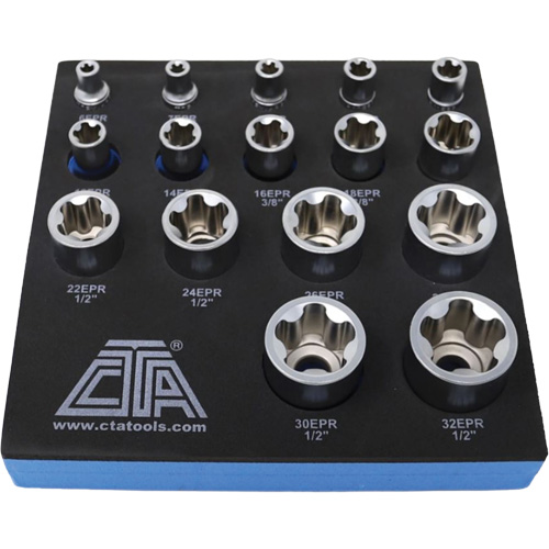 Jeu de douilles TORX EPR &agrave; 5 pans, 16 Morceaux, Prise de 1/4"/3/8"/1/2" Maritime Industrial Rubber