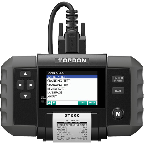 BT600 12V Battery & 12V/24V System Tester with Built-in Printer Maritime Industrial Rubber
