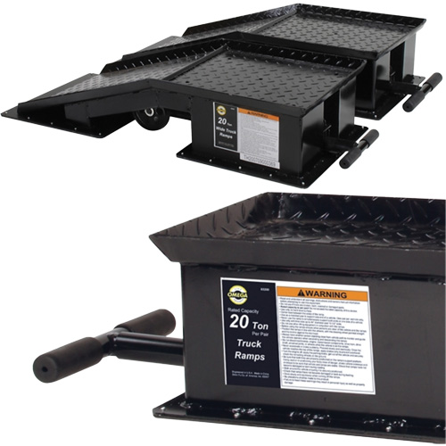 Heavy-Duty Truck Ramps with Long T-Handle, 40000 lbs. Capacity, 45" L, 13-1/2" W, 9-19/50" H Maritime Industrial Rubber