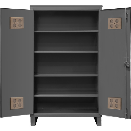 Heavy-Duty Outdoor Cabinet, Steel, 4 Shelves, 78" H x 48" W x 24" D, Grey Maritime Industrial Rubber