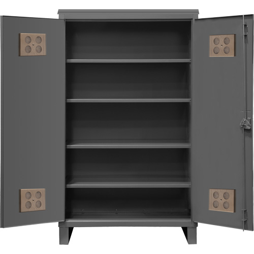 Heavy-Duty Outdoor Cabinet, Steel, 4 Shelves, 78" H x 60" W x 24" D, Grey Maritime Industrial Rubber