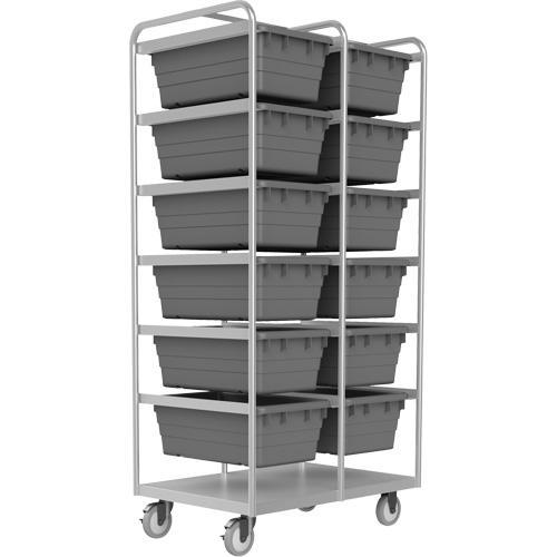 Mobile Tub Rack, Double-sided, 12 bins, 26" W x 36" D x 74" H Maritime Industrial Rubber