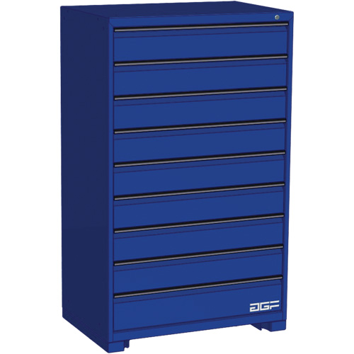 Armoire &agrave; tiroirs modulaire, 9 tiroirs, 36" la x 24" p x 60" h, Bleu Maritime Industrial Rubber