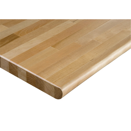 Hardwood Workbench Top, 48" W x 24" D, Bullnose Edge, 1-1/4" Thick Maritime Industrial Rubber
