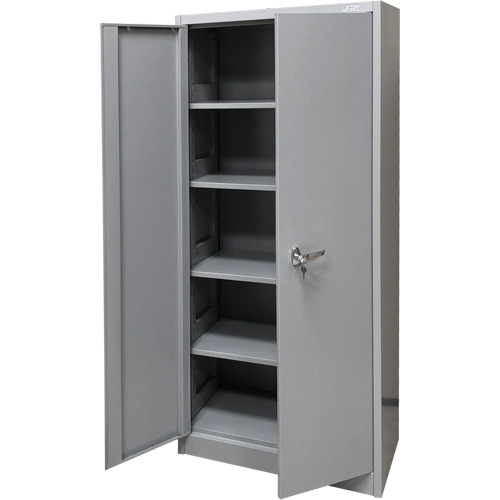 Storage Cabinet, Steel, 4 Shelves, 66" H x 30" W x 15" D, Grey Maritime Industrial Rubber