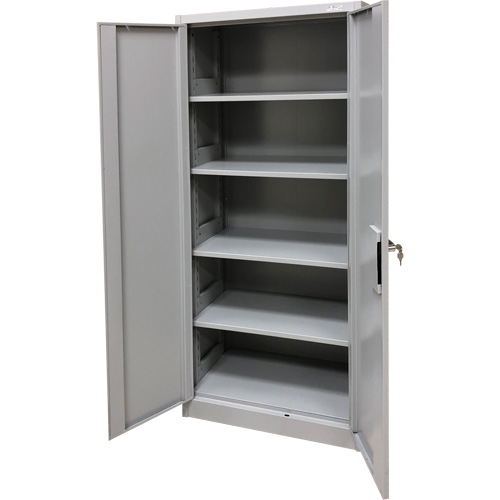 Storage Cabinet, Steel, 4 Shelves, 66" H x 30" W x 15" D, Grey Maritime Industrial Rubber