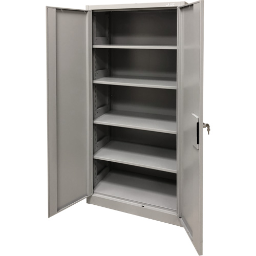 Armoire de rangement, Acier, 4 Tablettes, 78" h x 36" la x 24" P, Gris Maritime Industrial Rubber