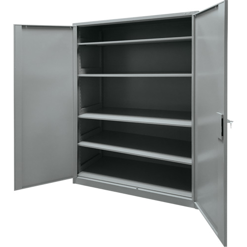 Armoire de rangement, Acier, 4 Tablettes, 78" h x 48" la x 24" P, Gris Maritime Industrial Rubber