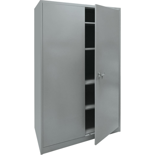 Armoire de rangement, Acier, 4 Tablettes, 78" h x 48" la x 24" P, Gris Maritime Industrial Rubber