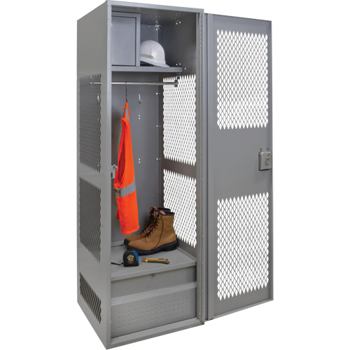 Gear Locker with Door, Steel, 24" W x 24" D x 72" H, Grey Maritime Industrial Rubber
