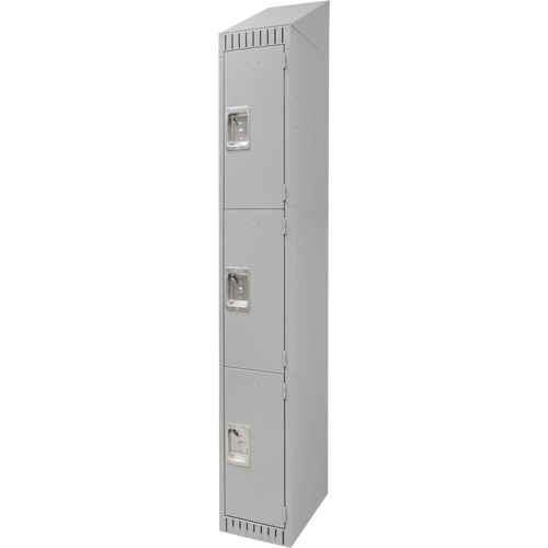 Lockers, 3 -tier, 12" x 18" x 82", Steel, Grey, Knocked Down Maritime Industrial Rubber