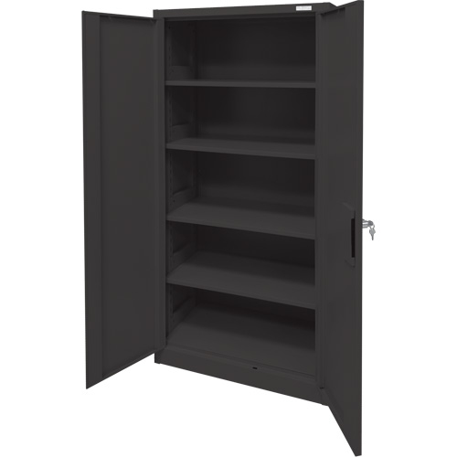 Armoire d'entreposage, Acier, 4 Tablettes, 78" h x 36" la x 24" P, Noir Maritime Industrial Rubber