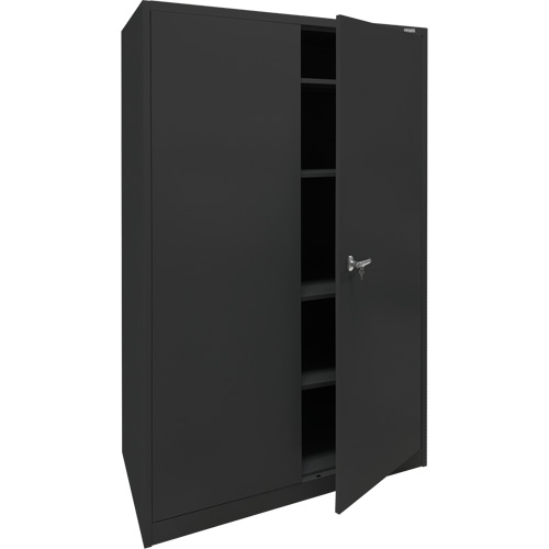 Armoire d'entreposage, Acier, 4 Tablettes, 78" h x 48" la x 24" P, Noir Maritime Industrial Rubber