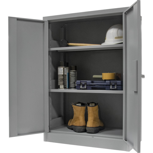 Counter-High Storage Cabinet, Steel, 2 Shelves, 42" H x 36" W x 24" D, Grey Maritime Industrial Rubber