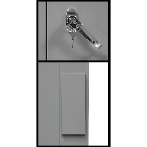 Counter-High Storage Cabinet, Steel, 2 Shelves, 42" H x 36" W x 24" D, Grey Maritime Industrial Rubber