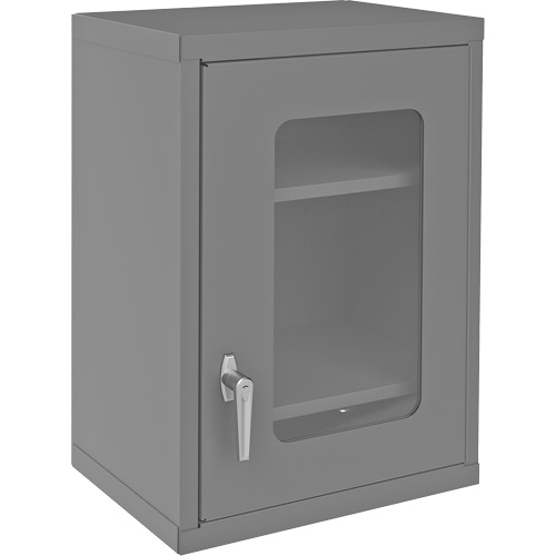 Wall-Mountable Storage Cabinet with Clearview Doors, 26-15/16" H x 18-1/8" W x 13-11/16" D, 2 Shelves, Steel, Grey Maritime Industrial Rubber