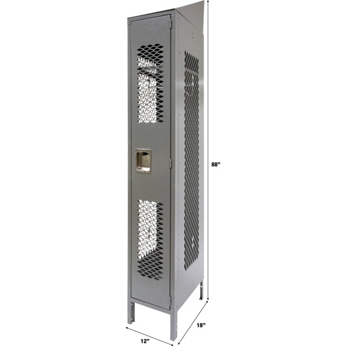 Casiers ventil&eacute;s, 12" x 18" x 88", Acier, Gris, D&eacute;mont&eacute;, Perfor&eacute; Maritime Industrial Rubber