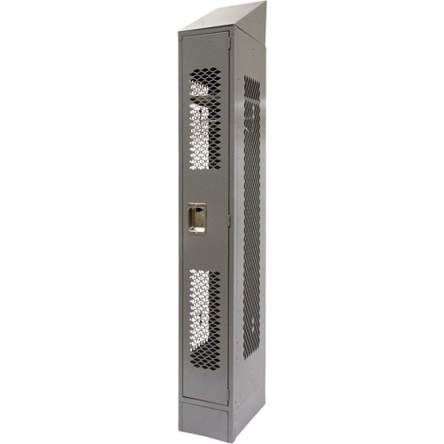 Vented Lockers, 12" x 18" x 88", Steel, Grey, Knocked Down, Perforated Maritime Industrial Rubber