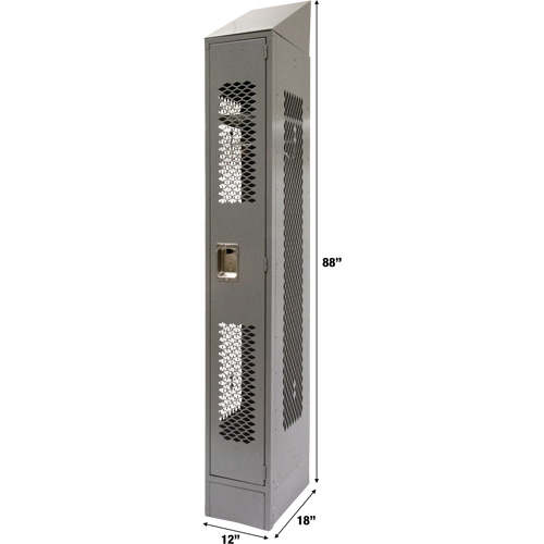 Vented Lockers, 12" x 18" x 88", Steel, Grey, Knocked Down, Perforated Maritime Industrial Rubber