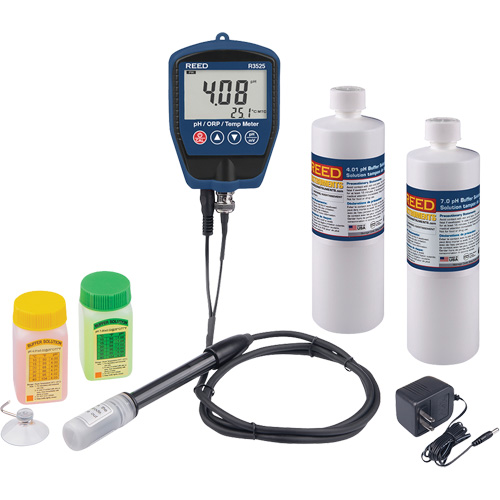 Trousse pH/mV-m&egrave;tre avec solution tampon et adaptateur d'alimentation Maritime Industrial Rubber