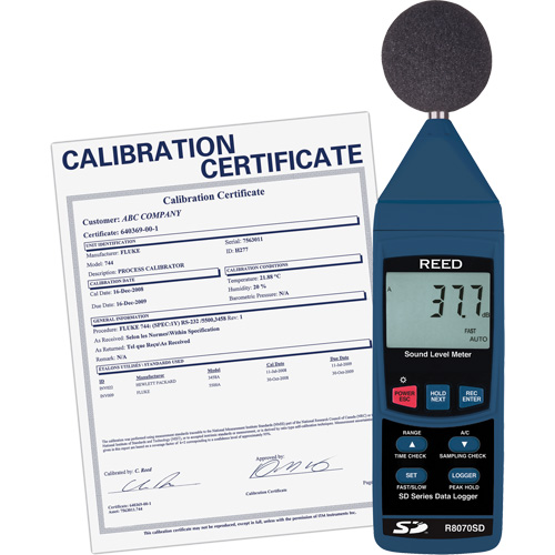 Ensemble sonom&egrave;tre &agrave; enregistrement de donn&eacute;es avec certificat de calibration Maritime Industrial Rubber