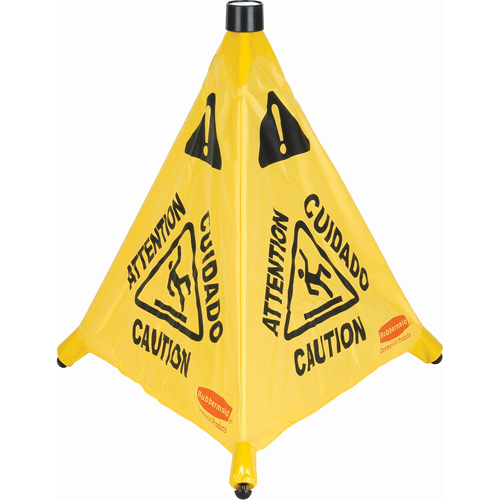 Pop-Up Safety Cone, Trilingual With Pictogram Maritime Industrial Rubber