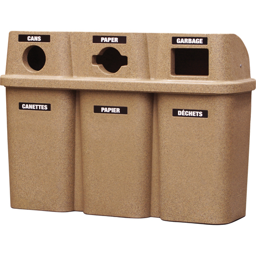 Contenants de recyclage Bullseye, Bord de rue, Plastique, 3 x 22 gal. US Maritime Industrial Rubber