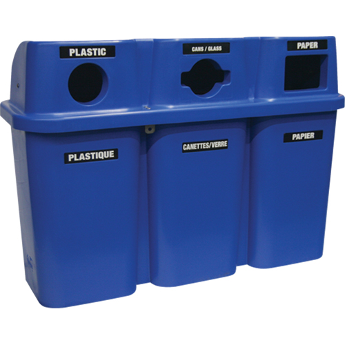 Contenants de recyclage Bullseye, Bord de rue, Plastique, 3 x 22 gal. US Maritime Industrial Rubber