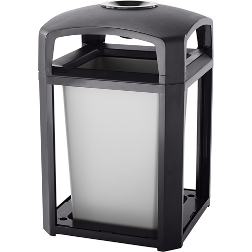Cendrier et corbeille pour d&eacute;chets de s&eacute;rie Landmark, Plastique, Capacit&eacute; 35 gal. US, Hauteur 40" Maritime Industrial Rubber