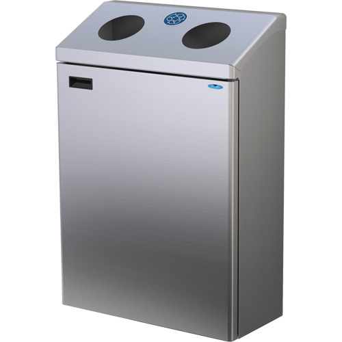 Wall Mounted Recycling Station, Bulk, Stainless Steel, 29 gal. Maritime Industrial Rubber