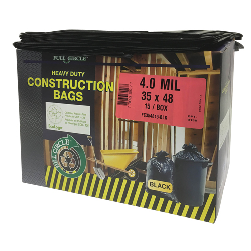 Sacs pour d&eacute;chets pour entrepreneurs, Fort, 35" la x 48" lo, 4 mils, Noir, Capacit&eacute; 166,55 L (44 gal.) Maritime Industrial Rubber