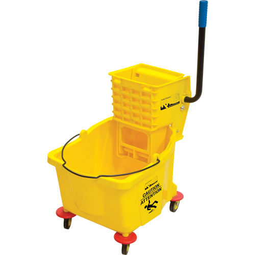 Seau et essoreuse pour vadrouille, Pression lat&eacute;rale, 9,5 gal. US (38 pintes), Jaune Maritime Industrial Rubber