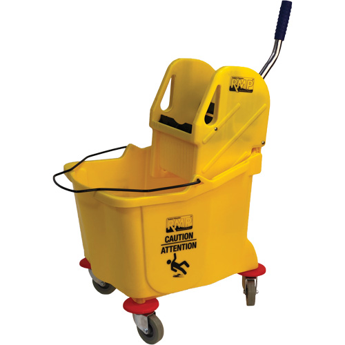 Seau et essoreuse pour vadrouille, Pression vers le bas, 9,5 gal. US (38 pintes), Jaune Maritime Industrial Rubber