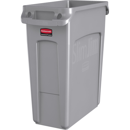 Contenants Slim Jim avec canaux de ventilation, De bureau, Poly&eacute;thyl&egrave;ne, 16 gal. US Maritime Industrial Rubber