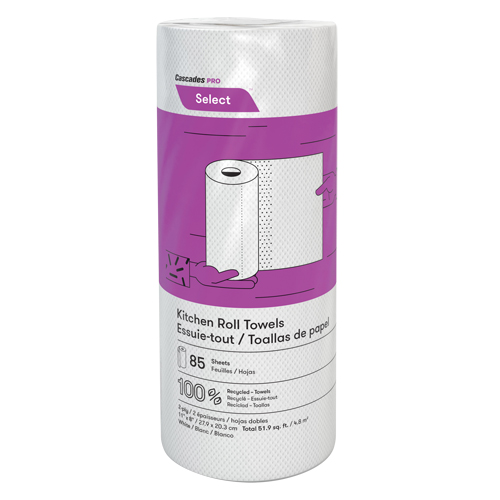 Pro Select Kitchen Towel Roll, 2 Ply, 85 Sheets/Roll, 8" W, 11" L Maritime Industrial Rubber