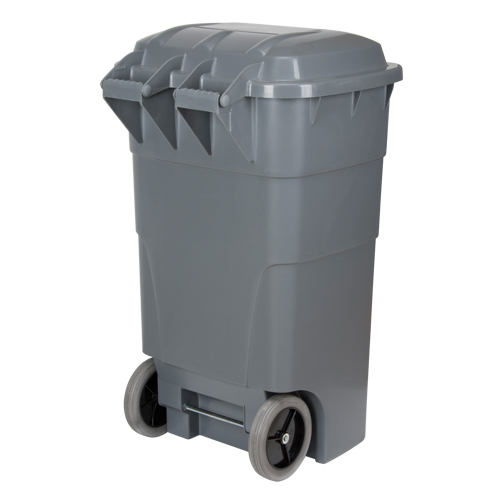 Bac d'ordures roulant, Poly&eacute;thyl&egrave;ne, 65 gal. US Maritime Industrial Rubber