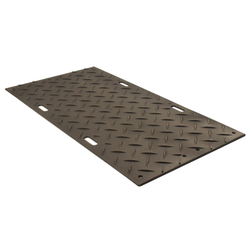 Medium-Duty Ground Protection, 4' x 8', High Density Polyethylene, Textured, Black Maritime Industrial Rubber