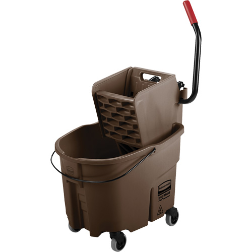 WaveBrake&reg; Mop Bucket & Wringer Combo Pack, Side Press, 8.75 US Gal.(35 Quart), Brown Maritime Industrial Rubber